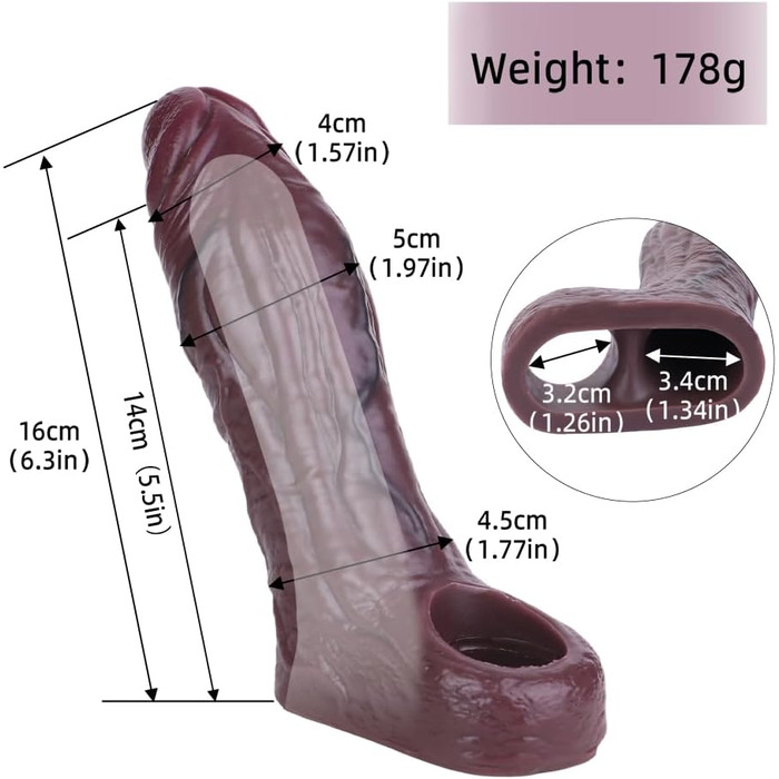 Силіконовий презерватив для чоловіків, подовжувач пеніса з реалістичною структурою, кільцем та венами. Для збільшення та подовження, секс-іграшка.