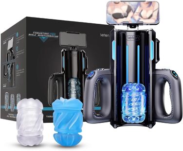 Електричний мастурбатор Leten Cannon King Pro з тримачем для телефону, 2 насадки, подвійні ручки, голосове управління та 10 режимів вібрації. Іграшка для чоловіків