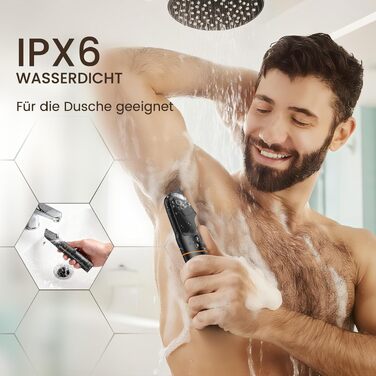 Електричний тример для чоловіків 5-в-1 MAXGROOM: універсальна бритва для тіла, інтимних зон, бороди та пахв, водонепроникна IPX6, з зарядним пристроєм, чорна
