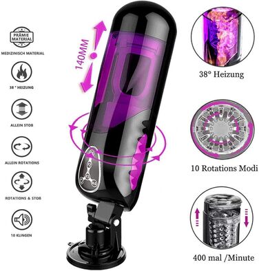 Електричний мастурбатор для чоловіків: 10 режимів, нагрів, автоматичний