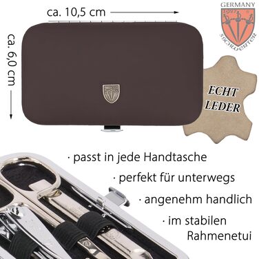 Набір для манікюру DREI SCHWERTER Lucca (6 предметів) у шкіряному чохлі, коричневий