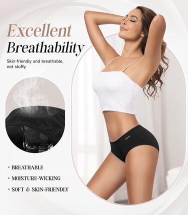Танстк (TANSTC) жіночі труси-сліпи з бавовни, 6 шт. в упаковці, низька посадка, еластичні, дихаючі, чорний, XL