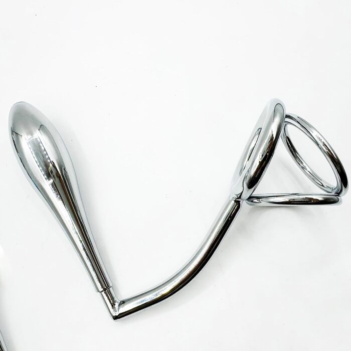 Анальний гачок ScreaAss з кільцем для пеніса, кільцем для яєчок та 4 анальними пробірками, набором для BDSM, металевий, срібний, 50 мм