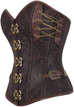 Корсет для жінок KUOSE Steampunk з екошкіри, повний бюст, розміри S-6XL, коричневий