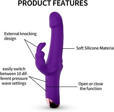 Вібратор Rabbit Silikon Dildo з 10 режимами вібрації - Інтимна іграшка для жінок та пар, Червоний