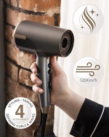 Фен для волосся Remington ONE D6077 з іонізацією та 4 насадками (дифузори, концентратори), 8 режимів роботи, швидка сушка