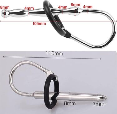 Набір з 6 шт. сталевих дилататорів для чоловіків (25 мм, 30 мм) з кільцем, для простати, мастурбації, срібло