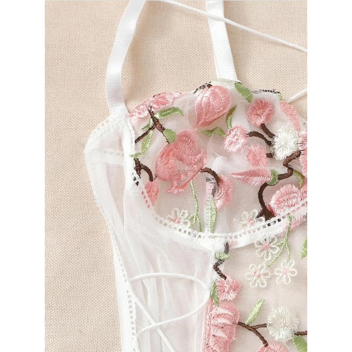 Сексуальний корсет з вирізаним декором, боді (білий, S)