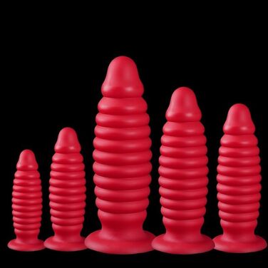 Анальний плагін Hrekssi з спіраллю, 7 розмірів, з силікону, для чоловіків та жінок, червоний