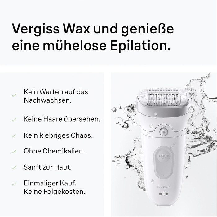 Епілятор Braun Silk-épil 7 7-011 для жінок, сріблястий: водонепроникний, для вологого та сухого використання, з бритвою та набором аксесуарів