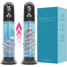 Електрична вакуумна помпа для збільшення статевого члена з акумулятором, LCD дисплеєм та USB-зарядкою - 20см Ø7см - для чоловіків, підтримка ерекції, тренування потенції