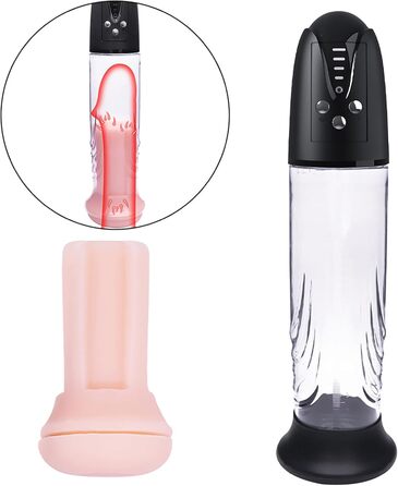 Електрична пеніс-насос з 4 рівнями інтенсивності та 4 режимами вакууму для збільшення пеніса. Мастурбатор з силіконовими насадками та сумкою