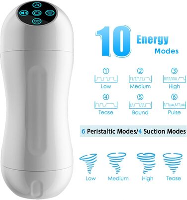 Електричний масажер для чоловіків з 4 режимами всмоктування та нагріванням, 6 перистальтичних режимів, автоматичний секс-іграшка для чоловіків