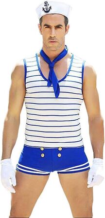 Костюм моряка чоловічий VENI MASEE для вечірки, косплей, рольова гра, комплект (1 шт), блакитний, універсальний розмір