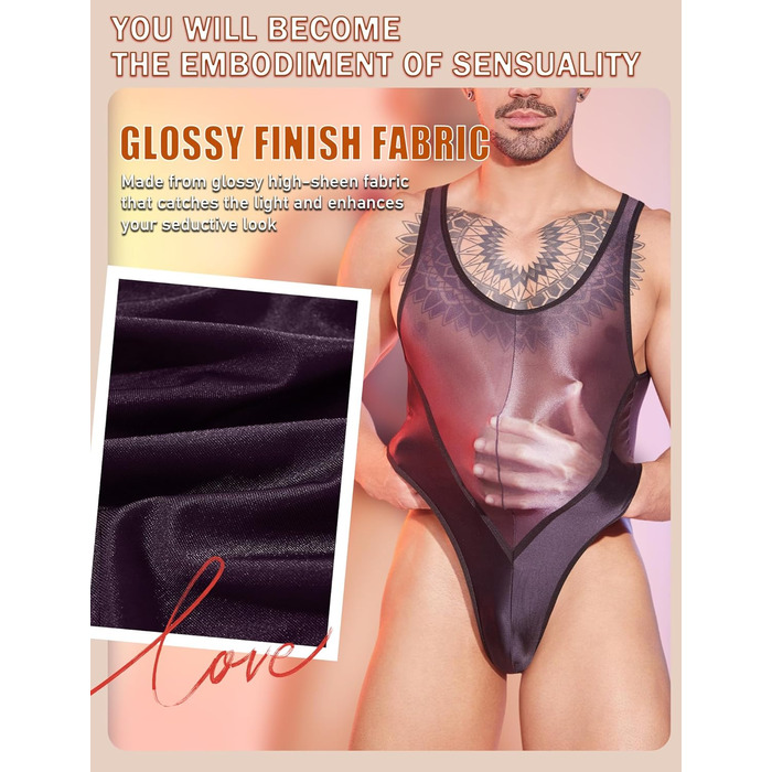 Боді для чоловіків AIEOE: сексуальний, прозорий боді, топ-майка, без рукавів, чорний