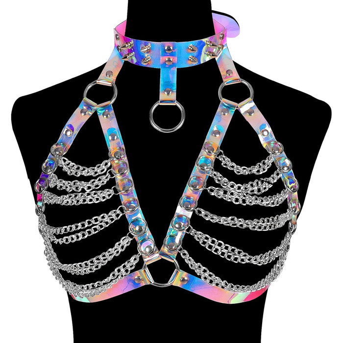 Жіночий шкіряний корсет-нагрудник PETMHS Punk Gothic з лазерним малюнком