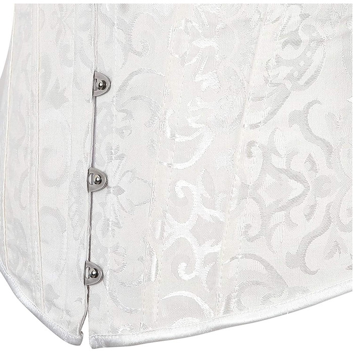 Корсет жіночий Oytto готичний з сатину, з кісточками, шнурівка, топ-боді, весільний, білий, XX-Large