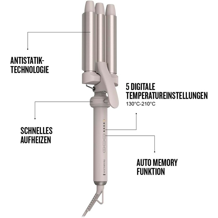 Мультистайлер для волосся 5в1 Remington CI41MS5 Trendology: гофре, кругла щітка 38мм, 3 насадки для локонів 13-33мм, LED-дисплей, 130-210°C