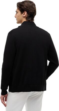 Чоловічий світшот Tommy Hilfiger Essential Cotton Zip Thru з коміром-стійкою та блискавкою, чорний, розмір S