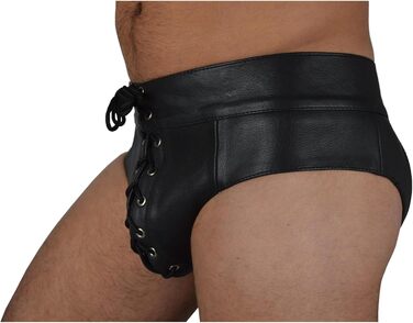 Чоловіча спідня білизна з шкіри Awansstar AW-510, чорна, танга/сліп, 32 розмір