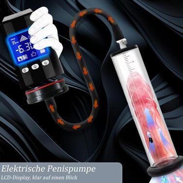 Електрична вакуумна помпа для ерекції, тренажер для збільшення пеніса, SM-іграшка для чоловіків, вакуумна помпа з різними режимами, LCD-дисплей (30.5*6.4 см)