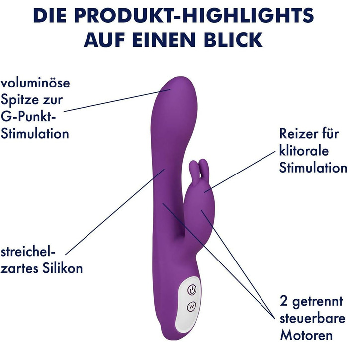 Кролик EIS з функцією обігріву | Інтимний масажер для жінок | Вібратор-кролик з безпечного силікону | Перезаряджається та водонепроникний (IPX7) | Потужне збудження | Колір: фіолетовий | 22 см | Фіолетовий/Білий
