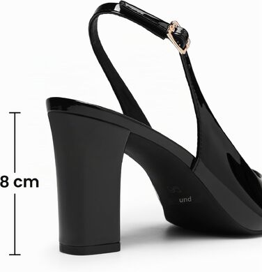 Жіночі туфлі-човники Dream Pairs з відкритим каблуком (Slingback), чорний лак, розмір 40.5 EU