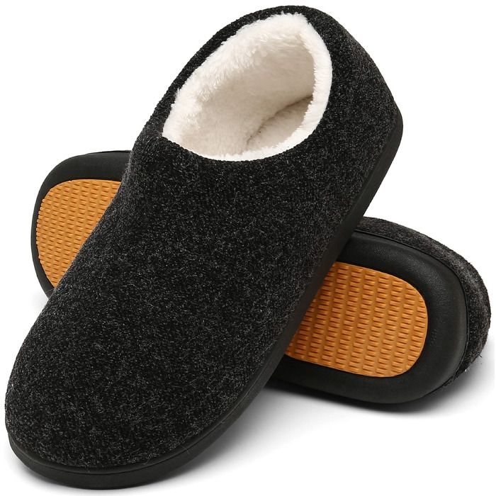 Чоловічі зимові теплі капці Mishansha з ефектом пам'яті (Memory Foam), плюшеві домашні тапочки, чорні, розмір 42 EU