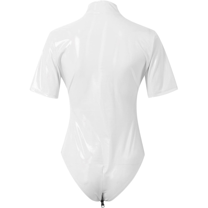 Блискучі панчохи з відкритим кроком для жінок, білі, з застібкою-блискавкою (M)