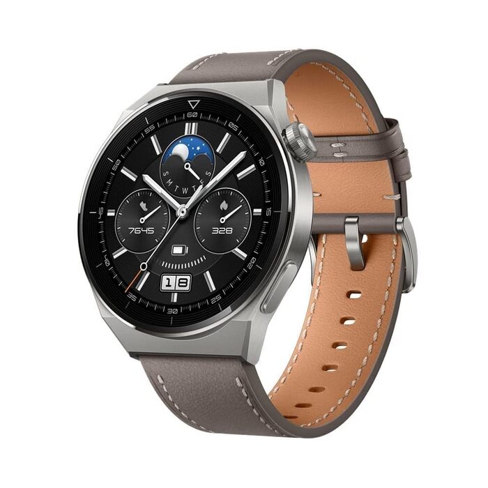 Смарт-годинник HUAWEI Watch GT 3 Pro 46mm (Титан, Сапфірове скло), сірий — Моніторинг SpO2 та пульсу, режим дайвінгу, бездротове заряджання