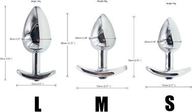 Анальний набір Metall: сталеві анальні пробки з T-подібною основою (S/M/L) + кристалічний діамант. Стимулятор G-точки та простати для жінок і чоловіків. Набір з 3 шт.