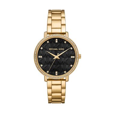 Жіночий годинник Michael Kors Pyper кварцовий, сталевий браслет, чорний з золотим кольором