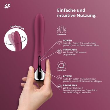 Вібратор Satisfyer Spinning Vibe 1 G-Punkt | 12 вібрацій та 5 програм обертання | Для жінок | Водостійкий (IPX7) | (Полуниця)
