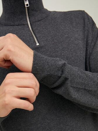 Чоловічий в'язаний кардиган Jack & Jones з чверть-застібкою на блискавці, однотонний (Розмір: L, Колір: Rosin)