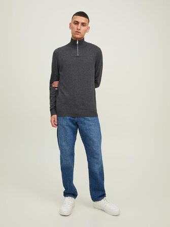 Чоловічий в'язаний кардиган Jack & Jones з чверть-застібкою на блискавці, однотонний (Розмір: L, Колір: Rosin)