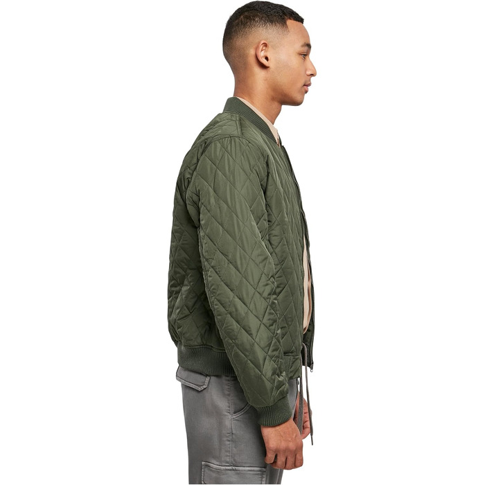 Чоловіча стібана куртка Urban Classics Diamond Quilt Jacket, оливкова, розмір 3XL