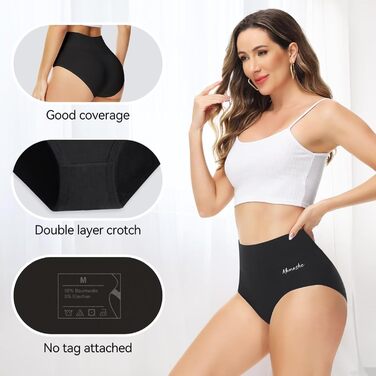 Слідки жіночі бавовна 5 шт. Висока талія, трусики, стрейч, дихаючі, м'які, панталони, S, чорний*3+сірий*2