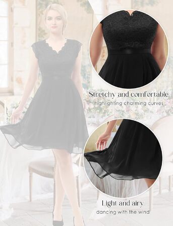 Елегантна коктейльна сукня Dressystar для гостей весілля, довжина до коліна, чорна, розмір XL