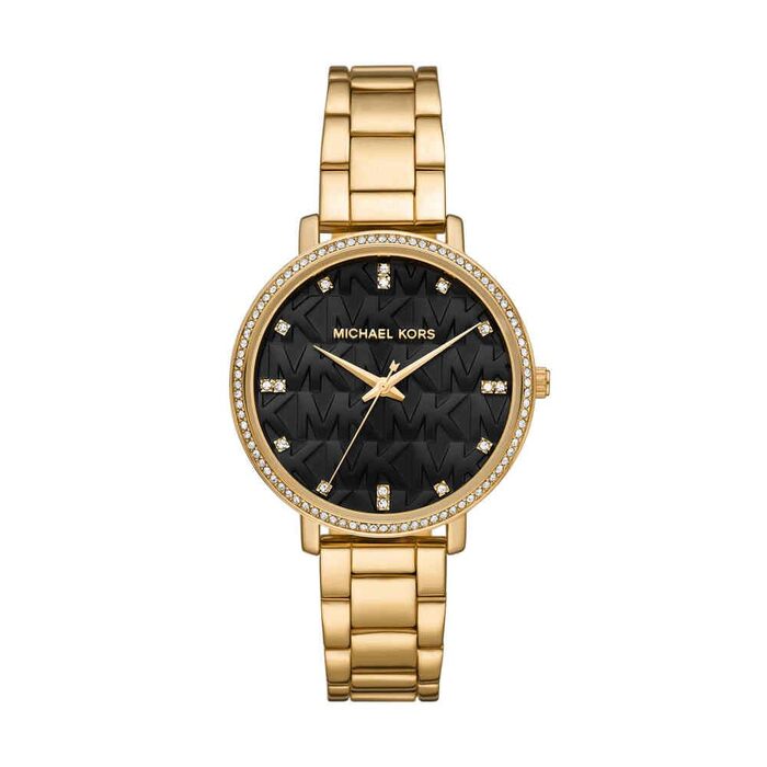 Жіночий годинник Michael Kors Pyper кварцовий, сталевий браслет, чорний з золотим кольором