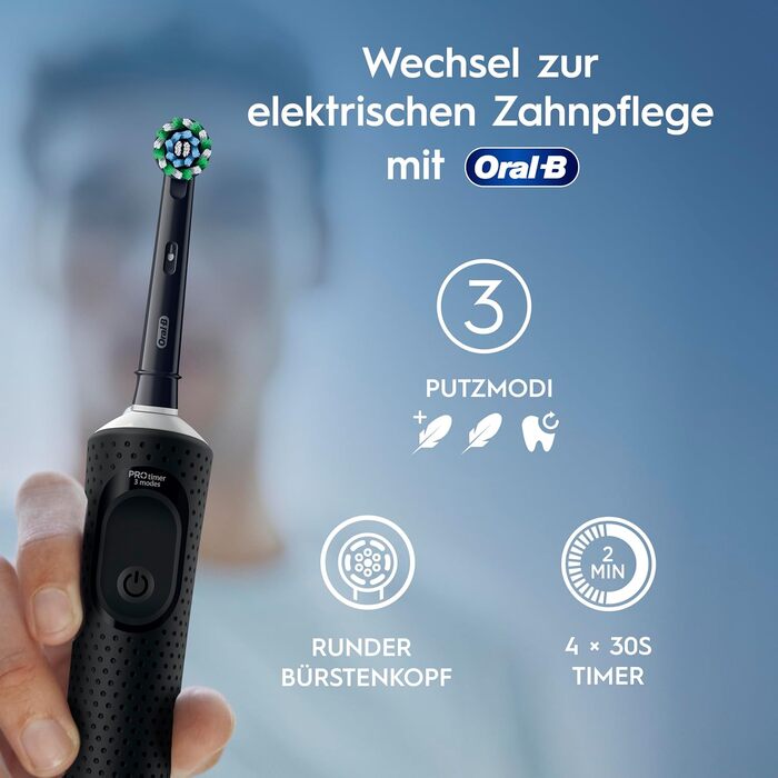 Електрична зубна щітка Oral-B Vitality Pro, чорна, 3 режими чищення, 1 насадка в комплекті