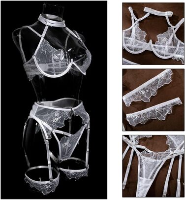 Сексуальний комплект нижньої білизни WILLBEST: мереживний бюстгальтер та труси з шкіряним топом для жінок, розмір M