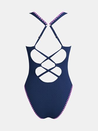 CUPSHE Купальник суцільний жіночий з V-поглибленням, блакитний, з ефектом корекції фігури та перехресними бретелями на спині