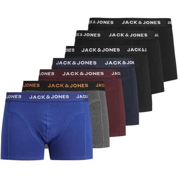JACK & JONES труси боксерські чоловічі 7 шт. в наборі (синій, сірий, червоний, темно-синій, чорний)