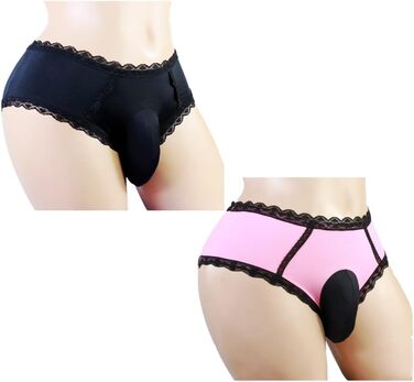 Шкарпетки-боксерки Aishani SISSY для чоловіків, гіпсі, мереживо, бікіні, труси, нижня білизна (2 шт., чорний, рожевий)