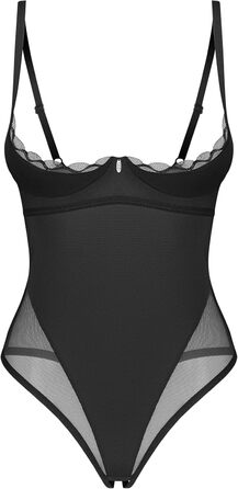 Сексуальний жіночий комплект нижньої білизни Selente Love & Fun: боді/відкритий боді/бодісток та сатинова маска для очей, чорний сітка, S-M, виготовлено в ЄС