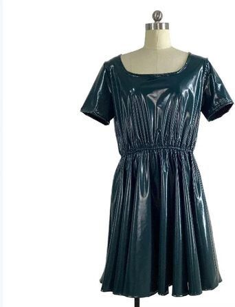 Міні-сукня для жінок TIANXIAOQWE великих розмірів, сукня на літо, PVC-шкіра, A-силует, короткі рукави, з рюшами, для Хелловіну, клубу, вечірки, чорна XXL