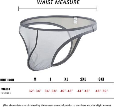 Танга чоловіча BIATWOWR, сірий, XXL, прозора білизна