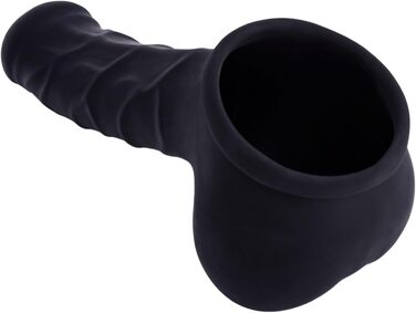 Чохол для статевого члена з латексу, чорний, 15 см - з великим мошонкою та вираженою головкою, MADE IN GERMANY