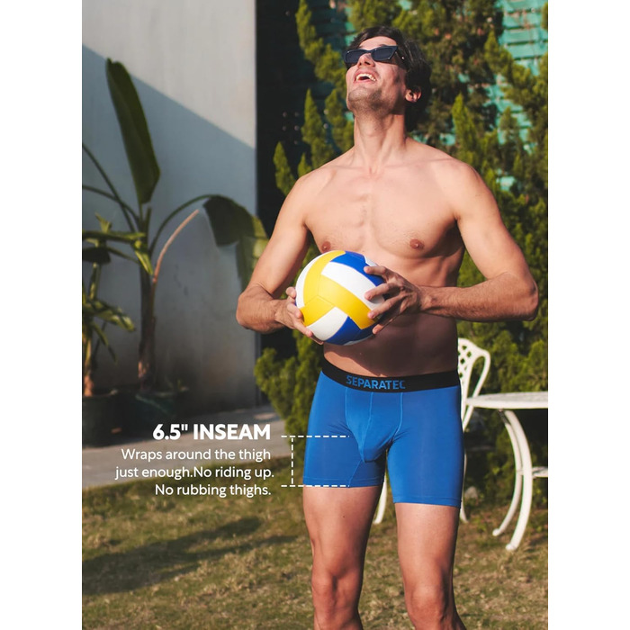 Боксерки чоловічі Separatec 7 шт. з подвійним мішечком, бамбукові, дихаючі, м'які (S, кольори: сіро-блакитний/темно-синій/оливковий/чорний/темно-сірий/темно-фіолетовий/сіро-ліловий)