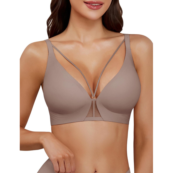 Бюстгальтер BH Daen без кісточок Push Up, сексуальний, безшовний, для сну, V-подібний виріз, класичний (Зірчастий сірий, M)